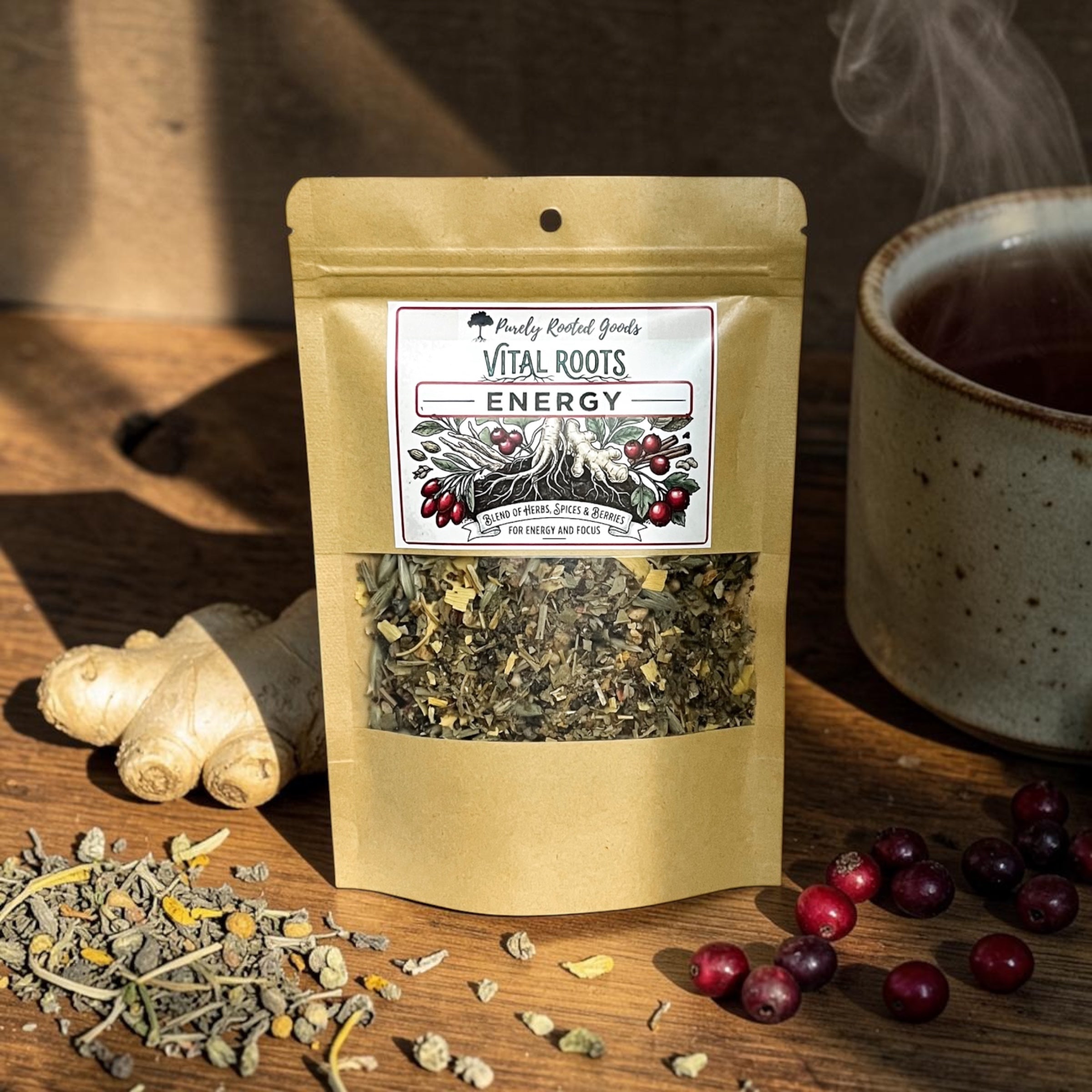 Vital Roots Energy Tea | Adaptogenic Energy & Focus Herbal Tea Blend