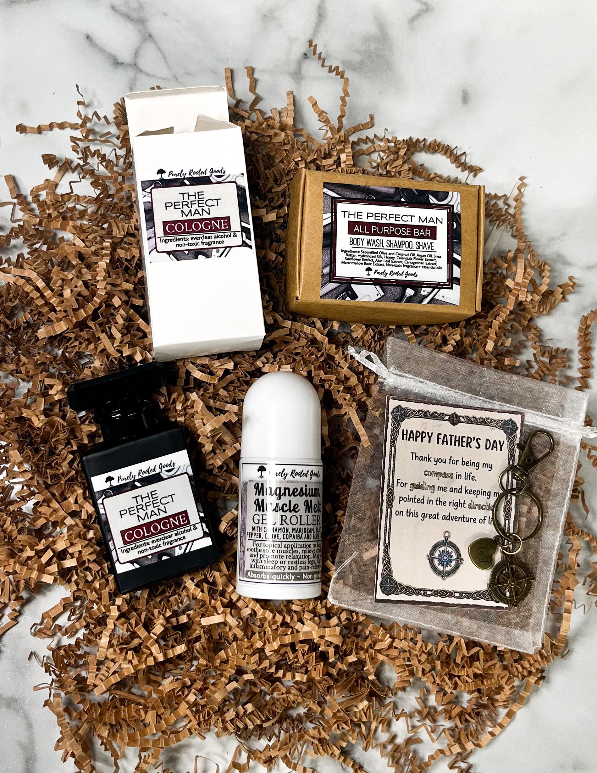 The Perfect Man Bundle | Cologne, All Purpose Bar, Magnesium Roller & Keychain