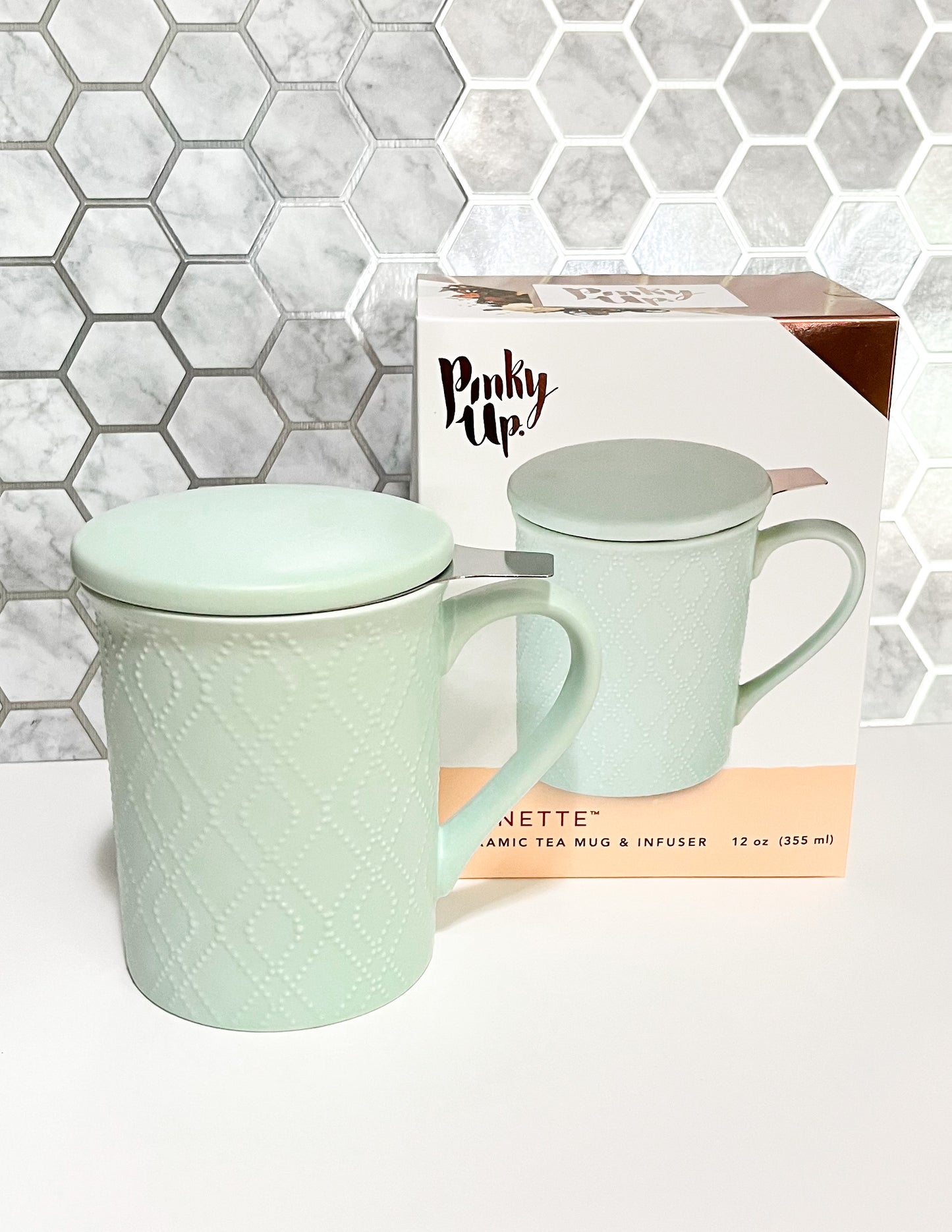 Mint Ceramic Tea Mug & Infuser