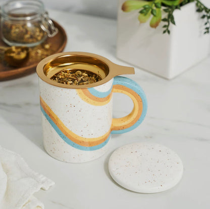 Rainbow Ceramic Tea Mug & Infuser